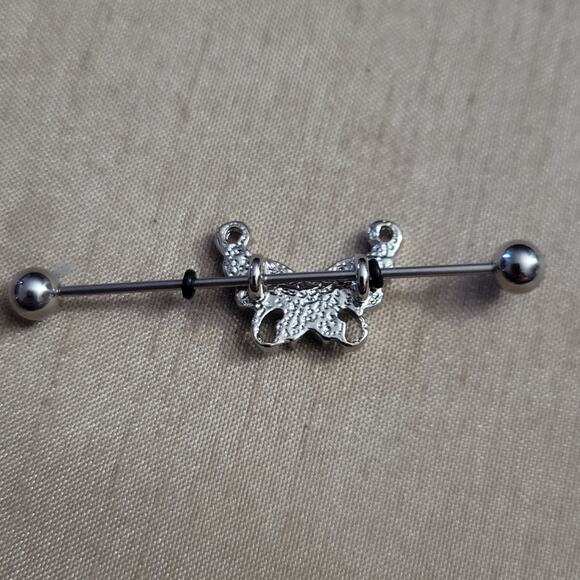 Stainless steel crystal butterfly industrial ear piercing - Picture 3 of 3